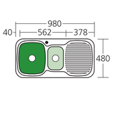 Lakeland 1 & 1/2 Bowl Topmount Oliveri Sink L/H Drainer 1Th